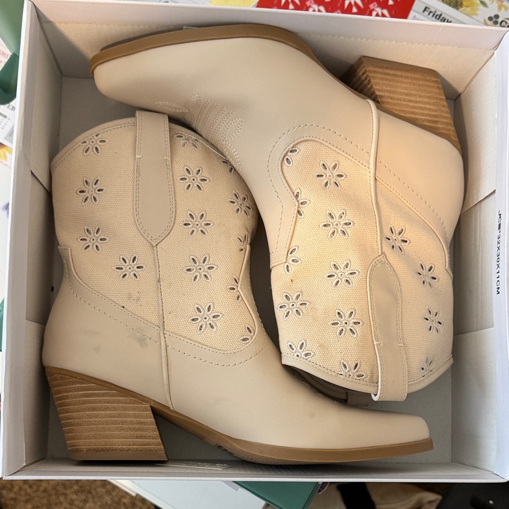 DV by Dolce Vita Cream Floral Ankle Boots
